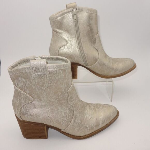 NEW Dirty Laundry Unite Western Boot Booties Metallic Natural Gold Women's 8.5 - Picture 1 of 8